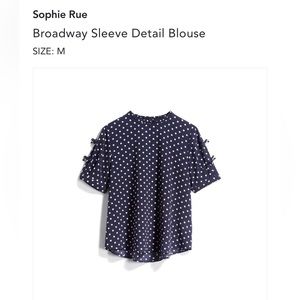Blue with white polka dot sleeve detail blouse - Sophie Rue size M